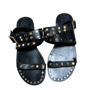 Bibi Lou Black Leather Studded Wrap Sandals